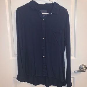 Navy Blue Linen Button Up